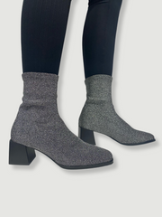 Silver Lurex Heeled Sock Boots Tillett s